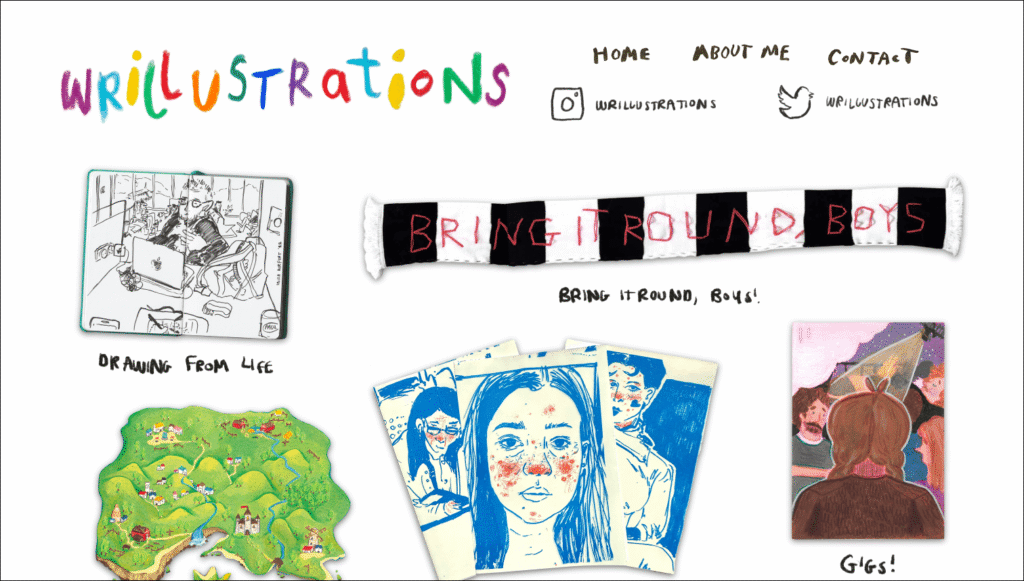 Example of a Readymag website featuring hand-drawn illustrations, collage-style layouts, and expressive, magazine-like visual storytelling.